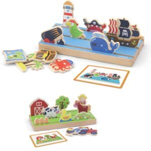 Viga Drewniana Układanka Nauka Odległości 2w1 Farma i Morze