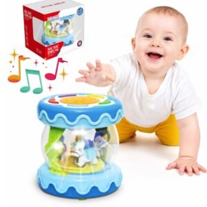WOOPIE BABY Bębenek Pozytywka Projektor 3w1 Zabawka Muzyczna dla Niemowląt + Walec Roller do Nauki Raczkowania